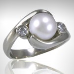 Custom Pearl Ring with Diamond Accents - Morgan's Treasure - Custom Jewelry