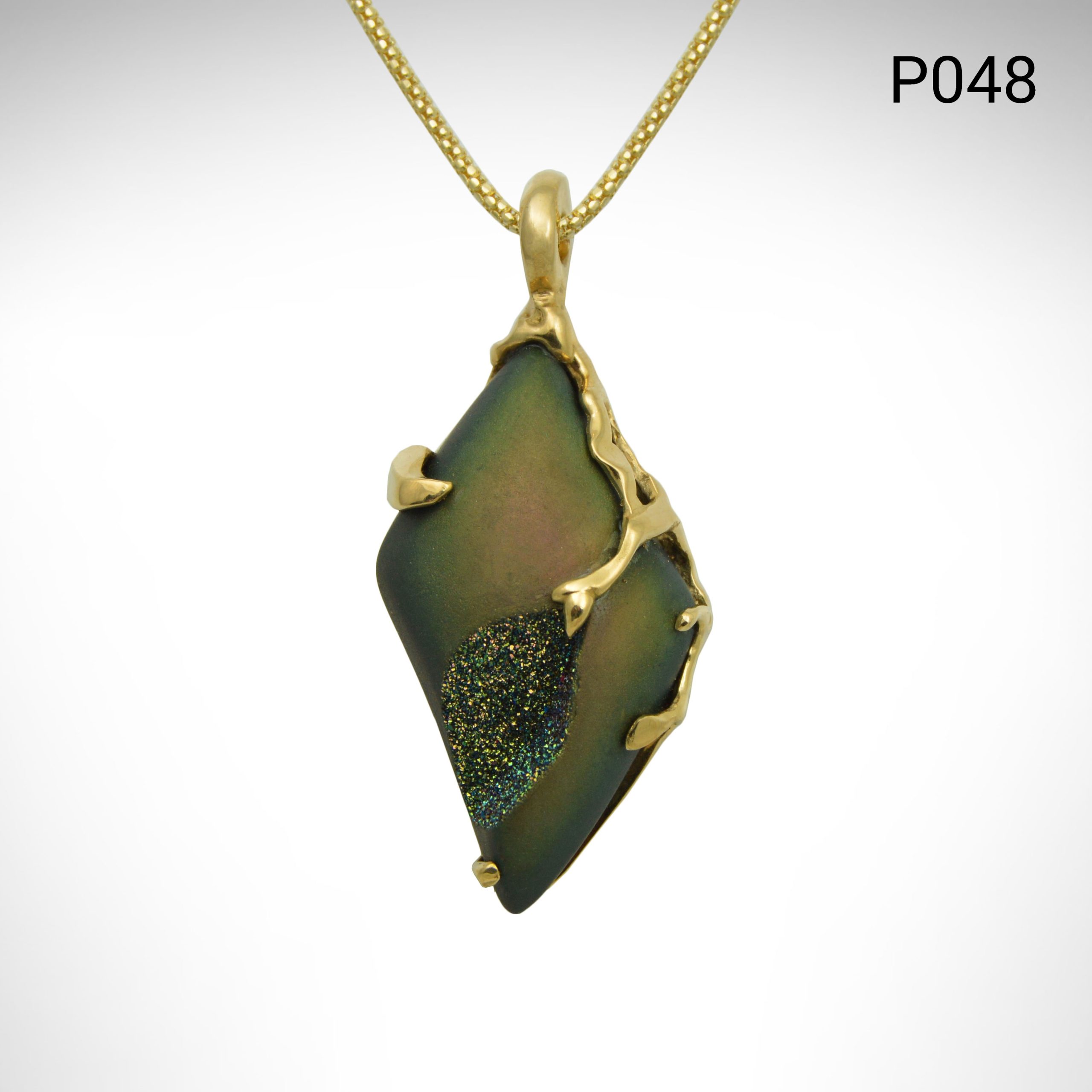 Pendant_Green_Druzy_Vine